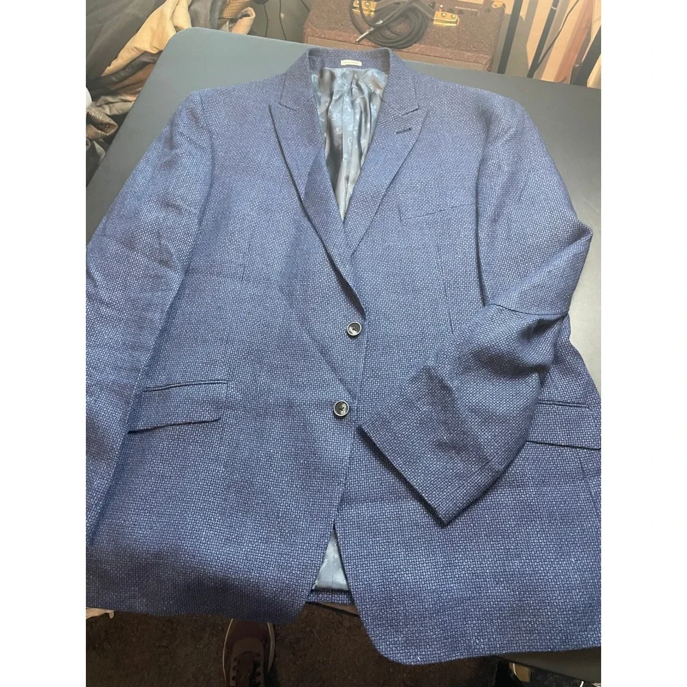 Joseph Abboud Heritage Blazer Mens 50 Long Blue Excellent Linen Wool Sport Coat